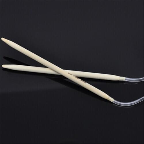 5mm Natural Bamboo Circular Knitting Needles Transparent Tube Crochet Hooks Sewing Tools Sewing Accessories 120cm Long