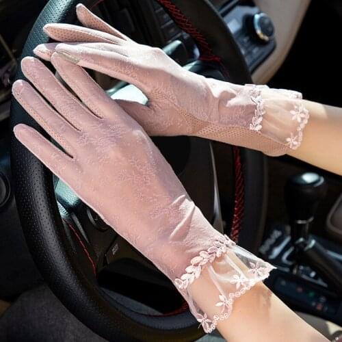 Hot Non-Slip Full Finger Lace Gloves/Driving Sun Gloves /Driving Sweat Gloves for Women Girl