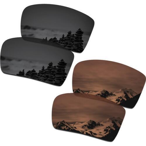 SmartVLT 2 Pairs Polarized Sunglasses Replacement Lenses for Oakley Eyepatch 2 Stealth Black and Amber Brown
