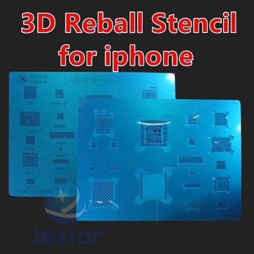 MJ A8 A9 A10 A11 A12 A13 A14 3D BGA reballing template stencil for iphone 6 6S/6SP 7/7P 8 /8P/ X XS XR XS-MAX 11 12 Pro/Max