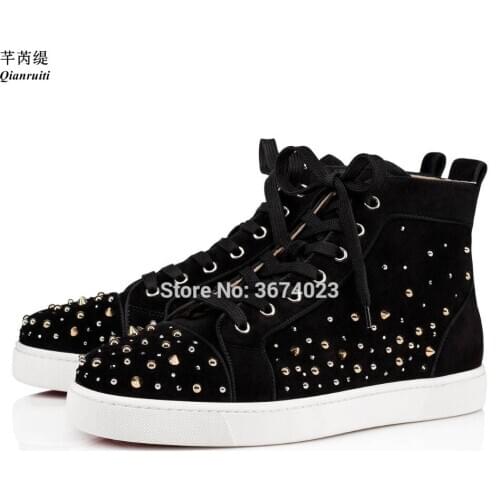 Qianruiti Sapatos Masculinos Shoes Men Crystal High Top Sneakers Lace up Shoes Gold Beads Flats Casual Shoes Men