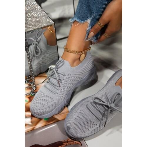 Spring New Fashion Sports And Leisure Womens Shoes Pure Color Lace-Up Breathable Non-Slip Old Shoes All-Match One-Step Shoes