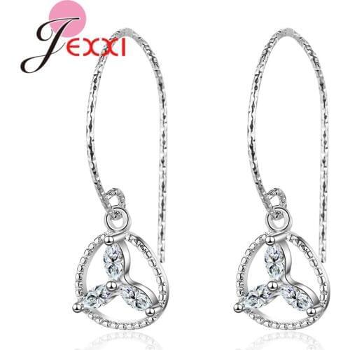 New Women 925 Sterling Silver Cubic Zircon Dangle Earrings Ear Bijoux Luxury Jewelry Cubic Zircon Earrings Brincos Two Colors