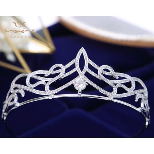 Bavoen Luxurious Sparkling Zircon Brides Tiaras Crowns Crystal Bridal Hairbands Wedding Hair Accessories Evening Headwear Gifts