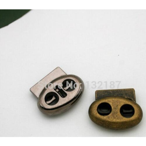 Wholesale 30pcs/lot oval metal alloy stoppers toggle cord locks Drawstring lock with two holes STP-008