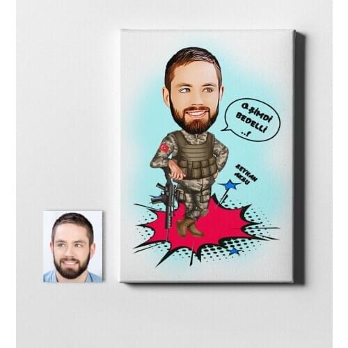 Personalized SPE Soldier Cartoon Canvas Print (50x70 cm.) 1 Special Design Souvenir Beautiful Memories Friends Lovers Gift