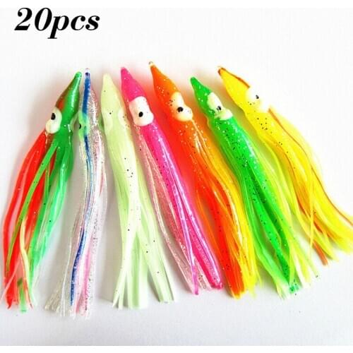 20pcs Fisherman Fishing Lures Equipment Supplies Artificial Octopus Squid Soft Reusable PVC Lure Bait