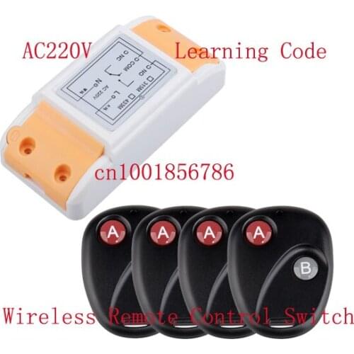 RF wireless remote control Radio Controllers/Switch #1 Receiver&4 Transmitter 220V 10A Learning code output way adjustable