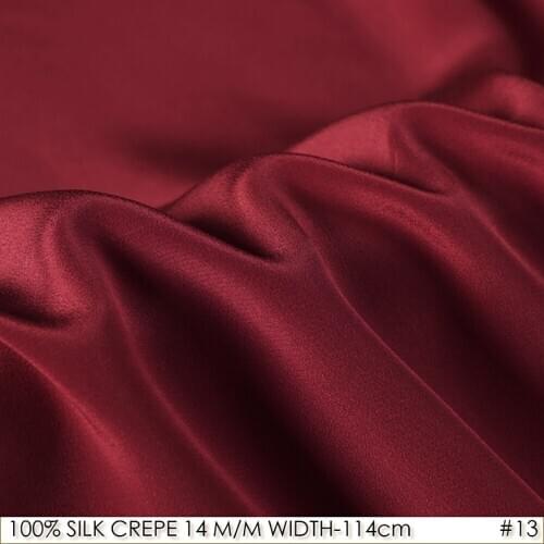 SILK CREPE DE CHINE 114cm width 14momme/100% Pure Mulberry Silk Fabric/Batik Painting and Wedding Dress Fabric Wine Red NO13