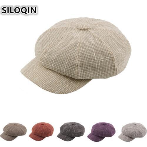 SILOQIN Elegant Fashion Flat Cap For Men Women Newsboy Caps 2019 New Style Colored Stitching Octagonal Hat Painter Hats Unisex