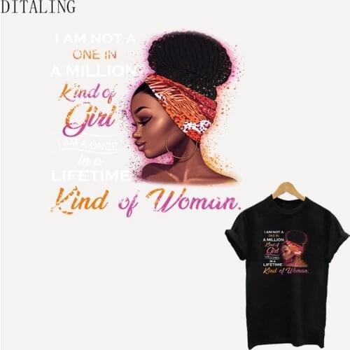 Kind Black Women Patches Iron On Transfers On Clothing DIY Washable Patches For Hoodies T-Shirts Fashion Girl Thermal Stickers