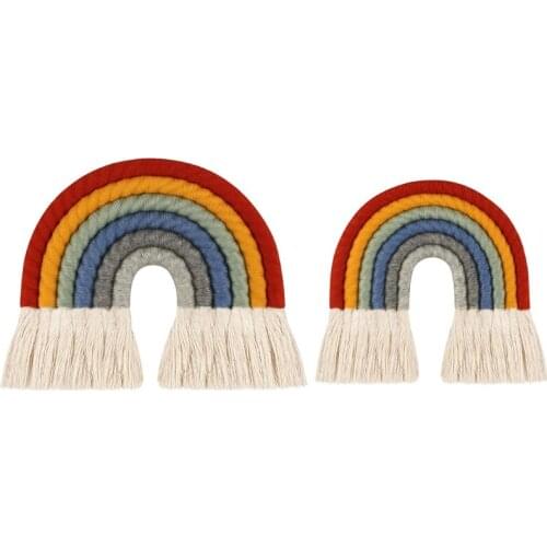 Nordic Cute Rainbow Shape Wall Hanging Ornament Cotton Thread Pendant Kids Room Decoration Photography Props