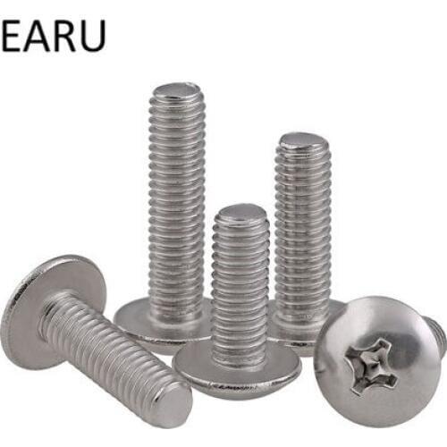 Standard 304 Stainless Steel Round Pan Flat Mushroom Truss Phillips Cross Head Screws Bolt For Machine M2*3/4/5/6/7/8/9/10/12mmF