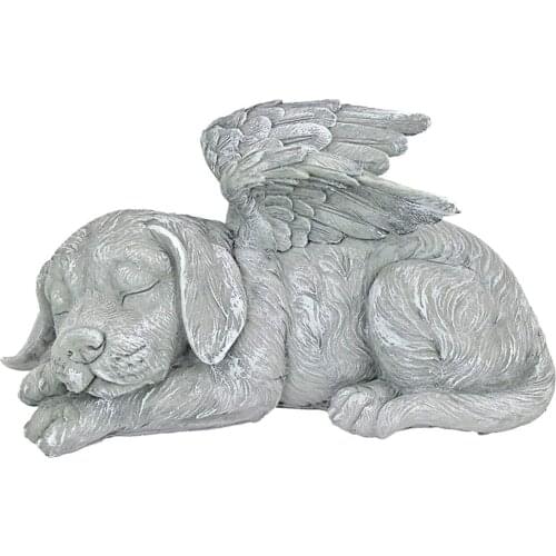 Sleeping Dog Resin Statue 3D Simulation Animal Sculpture Cute Dot Puppy With Angel Wing Model Figurines Office Home Decoration