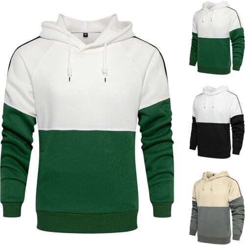 Hoodies Mens Autumn Slim Sweatershirts Casual Patchwork Hooded Long Sleeve Top Pullover Moletom Casual Hoodie Male Clothing