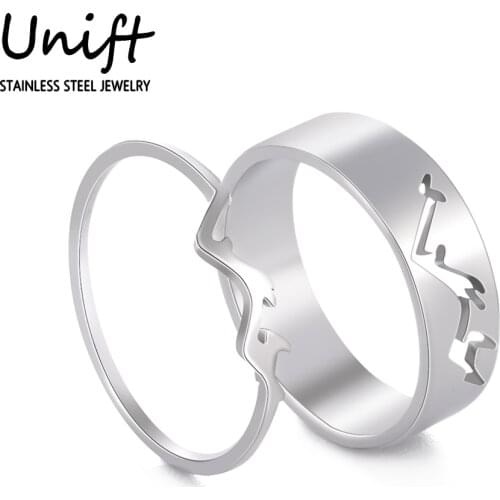 Unift Snow Mountain Ring for Women Men Punk Fashion Jewelry Stainless Steel Couple Rings Wedding Band Minimalist Accessories