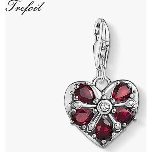 Vintage Heart Charms Pendant,2019 Summer Fashion Jewelry 925 Sterling Silver Trendy Gift For Women Girl Fit Bracelet Necklace