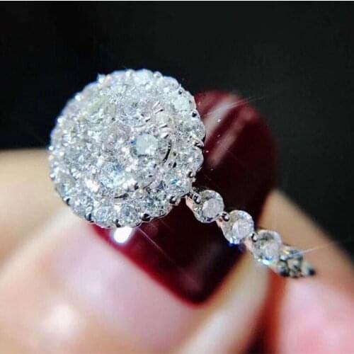 Vintage Silver Color Thin Ring Luxury Crystal Engagement Ring White Zircon Round Stone Wedding Rings For Women Fashion Jewelry
