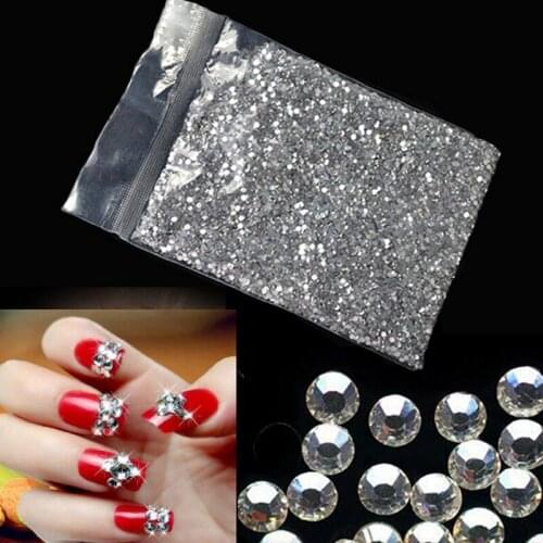 High Quality 1440 Pcs Nail Rhinestone Wheel HBG 1.6mm/2mm Crystal Clear Flatback DIY Rhinestone Nails Art Decor