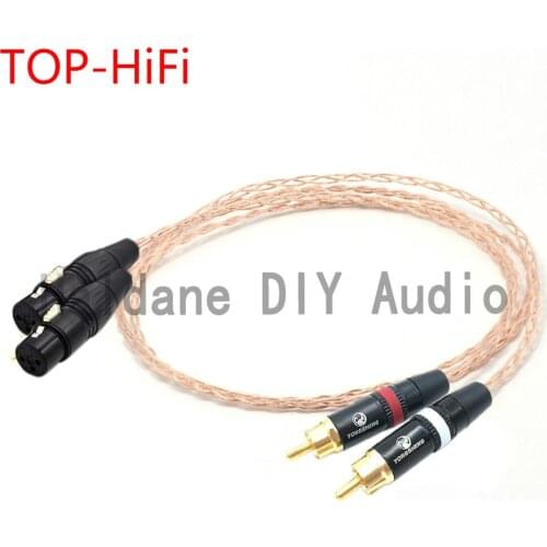 TOP-HiFi Pair Bold Version 8CU Single Crystal Copper RCA Male to XLR Feamle eads Balanced Audio Cable for Amplifier CD player