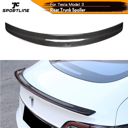 Carbon Fiber Rear Trunk Spoiler Wing Boot Lip for Tesla Model 3 2018 - 2020 Rear Trunk Spoiler