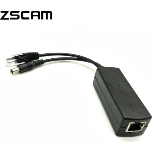 ZSCAM Gigabit Active PoE Splitter Power Over Ethernet IEEE 802.3AF/AT 48V to 12V 1A-2A 10/100 Mbps for CCTV Security IP Camera