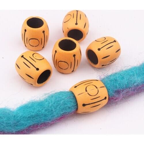 10 Pcs/Bag Hot Selling Dreadlock Beads Dread Cuff Braided Imitation Wood Large Hole Beads Hair Rings Fashion Micro Hair Beads