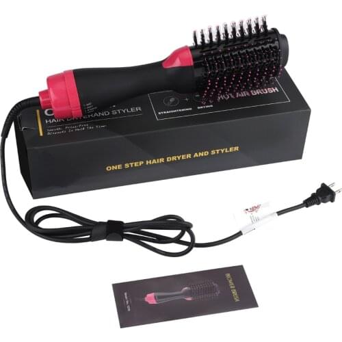 1000W Hair Dryer Hot Air Brush Styler and Volumizer Hair Straightener Curler Comb Roller One Step Electric Ion Blow Dryer Brush