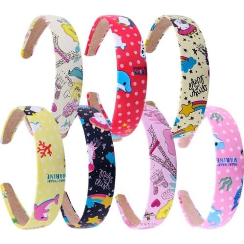 3cm PU Cartoon Headband Girl Unicorn Animal Printing Cute Hair Bands Hair Ponytail Holder Hair Accessories Summer Headwear
