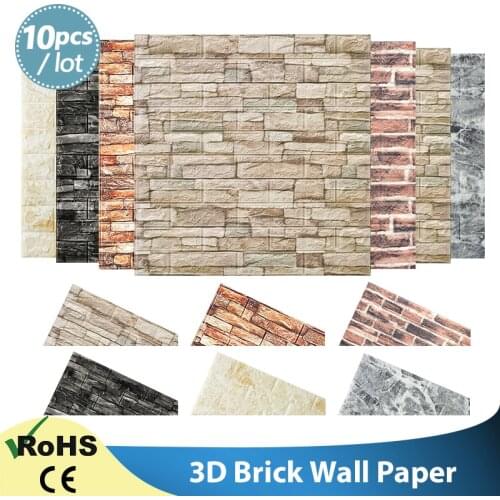 3D Wallpaper DIY Brick stone pattern Self-Adhesive Waterproof 3D Wall Stickers Kitchen Backsplash Bathroom Wall Tile Stickers