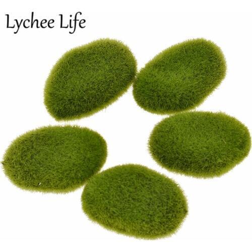 5pcs Mini Simulation Green Stone Decor Resin Zen Sand Table Models Modern Home Table Doll House Garden Decoration