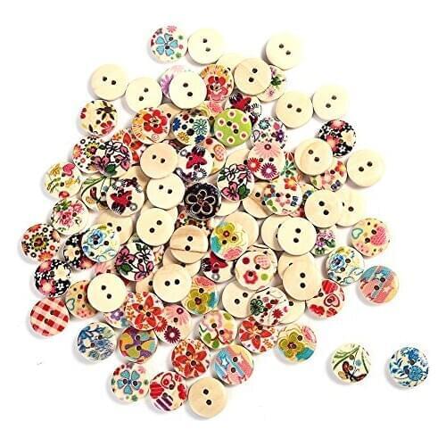 50pcs 15mm Colorful Round Wood Flatback DIY Wooden Buttons Sewing Craft Scrapbooking Scrapbooking Flatback DIY Wooden