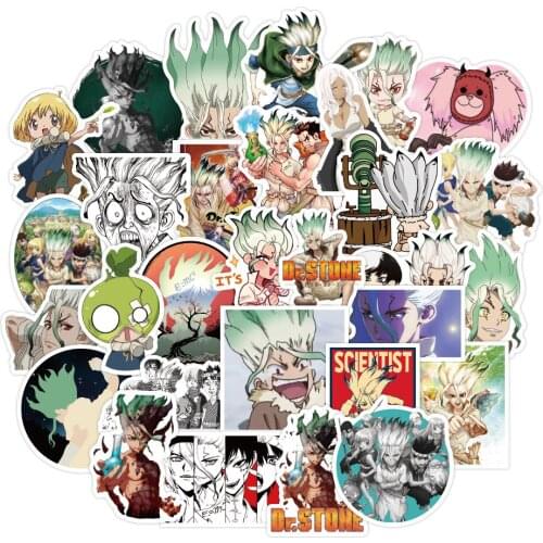 50PCS Dr.STONE Anime Waterproof Wall Sticker for Laptop Bicycle Helmet