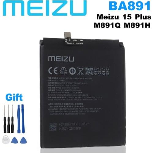 100% Original Meizu BA891 Mobile Phone Battery 3060mAh For Meizu 15 Plus 15+ MeiLan 15Plus M891Q M891H Smartphone Batteries