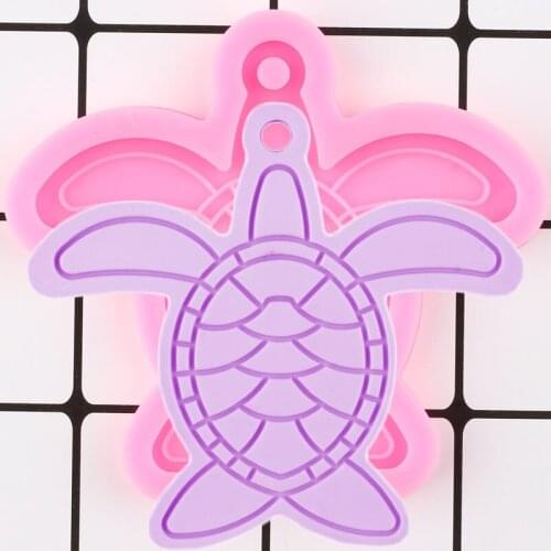 Shiny Tortoise Sea Turtle Silicone Mold Necklace Charms Making Jewelry Custom Keychain Handmade Polymer Clay Mould Pendant