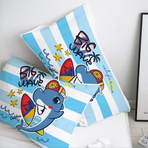 3D Pillow Case Pillowcase Custom/50x70/50x75/50x80/70x70 Decorative Pillow Cover,Kids Bedding for baby/boys,Cute shark Drop Ship