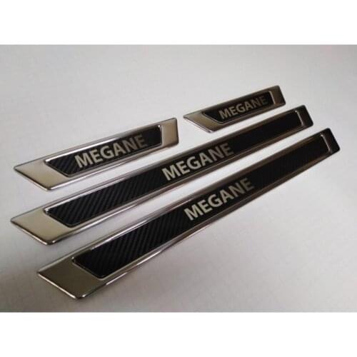For Renault Megane 4 Sd Carbon + chrome Door Sill Protection 2016 Above 4 Piece Chrome Styling Digits Accessory Modified makeup