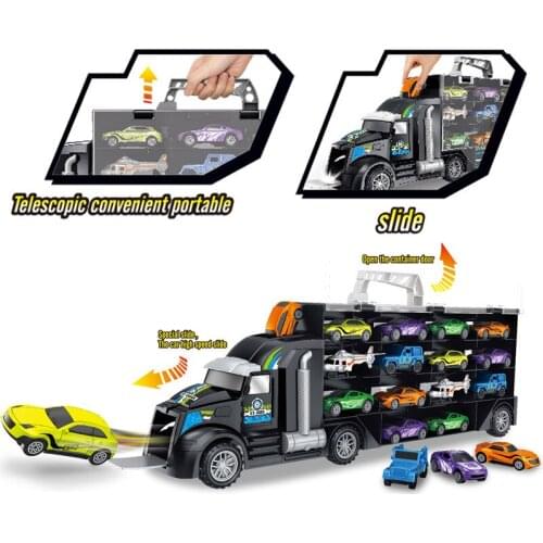 Truck Storage Toys 10 Cars 2 Helicopter Cargo Container Vehicles Models for Boys 1:12 Air Plane Scale Carry Case Box Korea Cheap