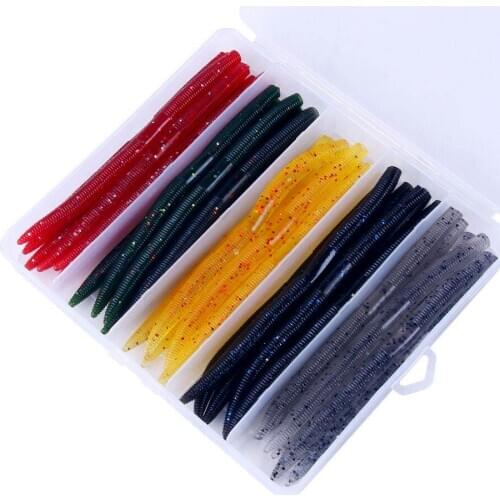 Hengjia 30pcs 14cm / 5.5" 8g Stick Worms Swimbait with Storage Box Artificial Lures Super Soft Bait Wracky Rig / Texas Rig