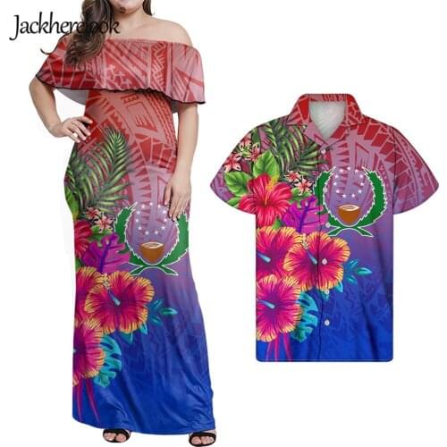 Jackherelook Polynesian Hawaii Flower Off Shoulder Dress Pohnpei Hibiscus Plumeria Women Club Outfits Summer Bodycon Dresses