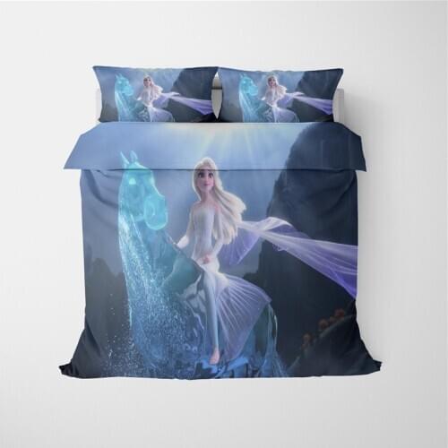 3D Printed Disney Bedding Set Frozen Elsa Anna Princess Girls Boys Single Bed Set Duvet Cover Pillowcases King Comforter Set