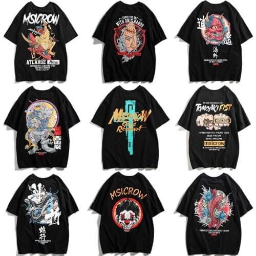 2020 Cotton T Shirt Men Japan Hip Hop T-shirt Funny Fashion Harajuku Oversized Tshirt Streetwear Summer Balck Chinese T Shirt