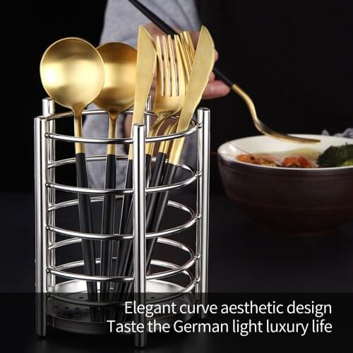 Kitchen Utensils Chopstick Box for Kitchen Storage 304 Stainless Steel Chopsticks Cage Drain Rack Knife and Fork Storage Box