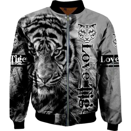 Mens Unisex 3D Bomber Jackets White Tiger Skin Print Zipper Flight Jacket Casual Unisex Harajuku Women Streetwear Thick Coats 4