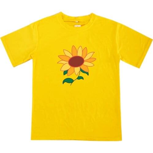 Summer Japan Sunflower Anime Wonder Egg Priority Student Korean Style for Girls Funny Daily Unisex Black T-Shirt