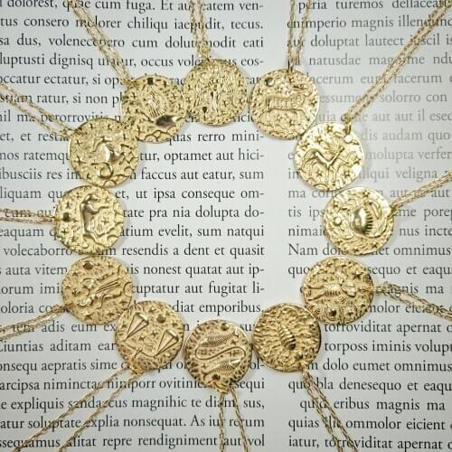 Lyvior 925 Sterling Silver 12 Zodiac Signs Constellation Figurine Coin Necklace Horoscopes Jewelry Gold Medal Necklace Women