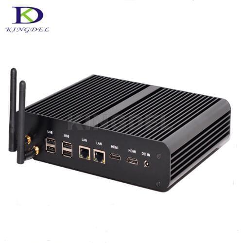 Thin client Fanless barebone Mini PC Intel core i7 5500U home theatre PC Dual LAN Dual HDMI+USB 3.0 Optical port WIFI