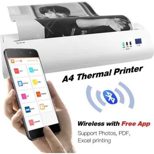 210mm Thermal Photos Picture PDF Printer wireless Bluetooth Mini handheld A4 Printer Android iOS PC A4 Printer Word Excel Print