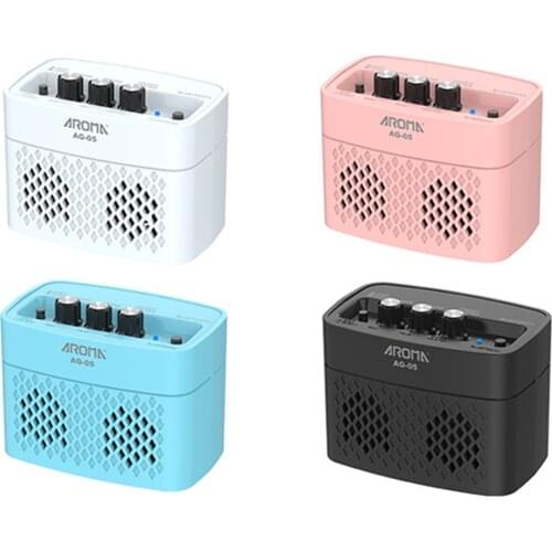 AROMA Mini Guitar Amplifier Guitar Amp 8 Hour Rechargeable Bluetooth-compatible Dual Speaker For Acoustic Electric Guitar Bass