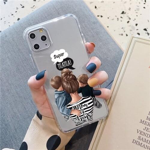 Fashion Mam Super Mom Baby Girl TPU soft silicone phone case For iPhone 12mini 12pro SE 6S 7 8 Plus X XR XS Max 11Pro Max cover